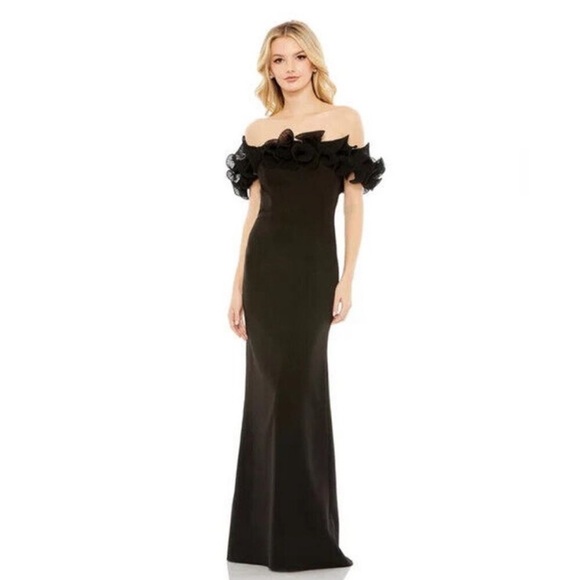 Mac Duggal 49643 Off the Shoulder Ruffle Sheath Gown Size 6 - Picture 1 of 7